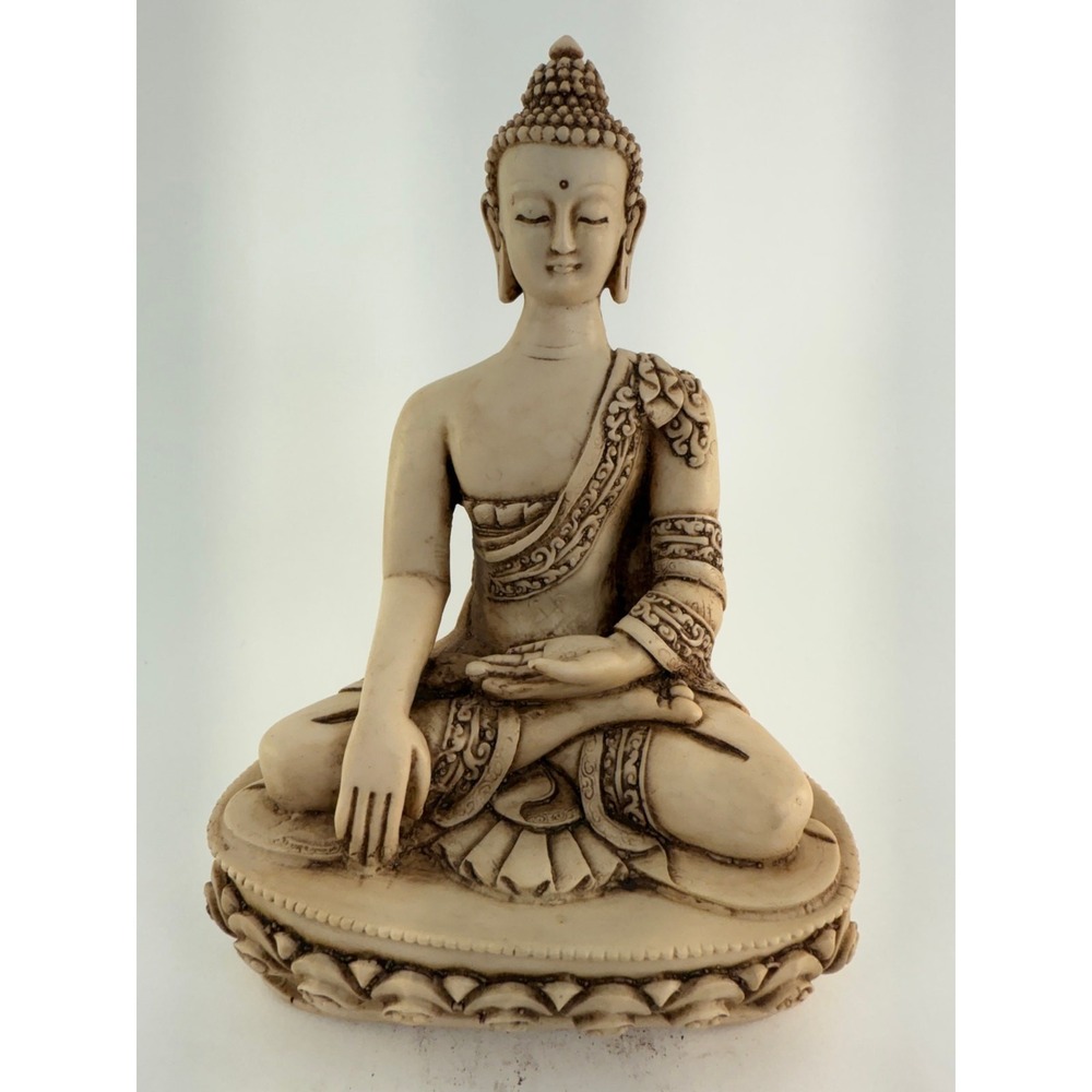 Buddha Statue with Hand in Earth Witness Position India 7" Serene Meditation Zen